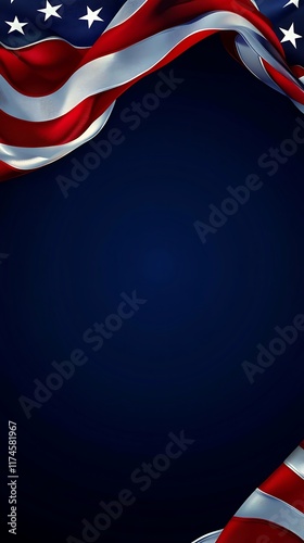 plain navy blue background with a USA flag theme photo