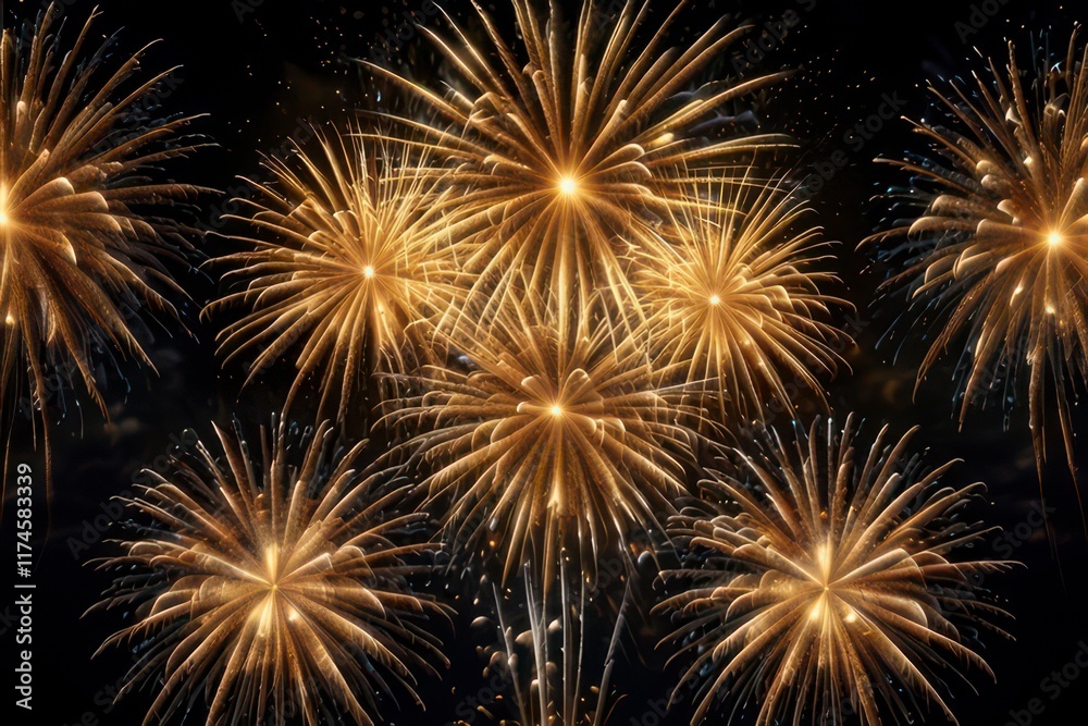 Naklejka premium Spectacular fireworks display night sky.