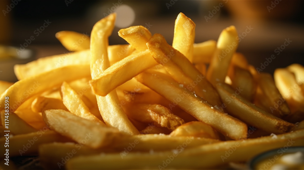 Delicious French fries, crunchy, salty, tasty, with blur background fried fries Cinematic Editorial Food Photography
Delicious French fries, crunchy, salty, tasty, with blur background fried fries Cinematic Editorial Food Photography