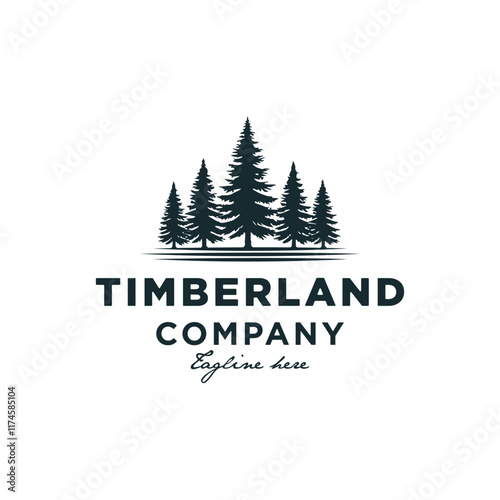 retro Pine Tree spruce evergreen fir hemlock logo design. Vintage rustic conifer cedar coniferous cypress larch pinus trees silhouette