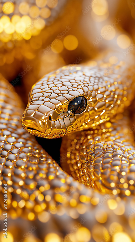 Obraz premium Golden Serpent Close-Up 