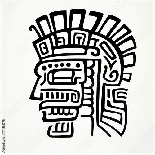 Stylized Profile of a Mesoamerican Warrior photo