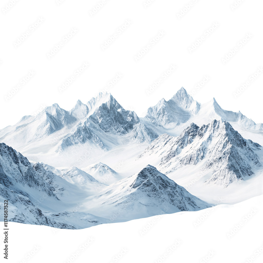 Obraz premium Snow covered mountains isolated on transparent background