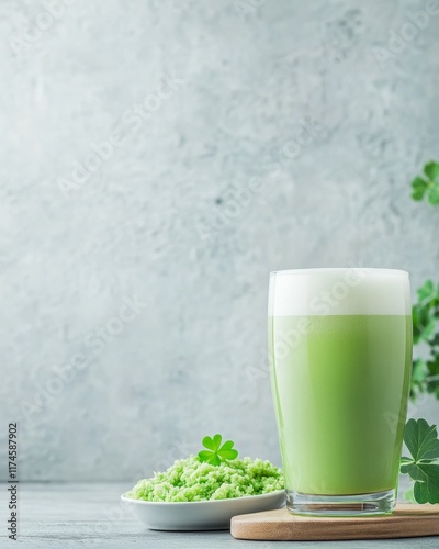 Green Beer and Traditional Irish Cuisine in a Cozy Pub Setting for St. Patricks Day, Mardi Gras, and Oktoberfest Celebrations photo