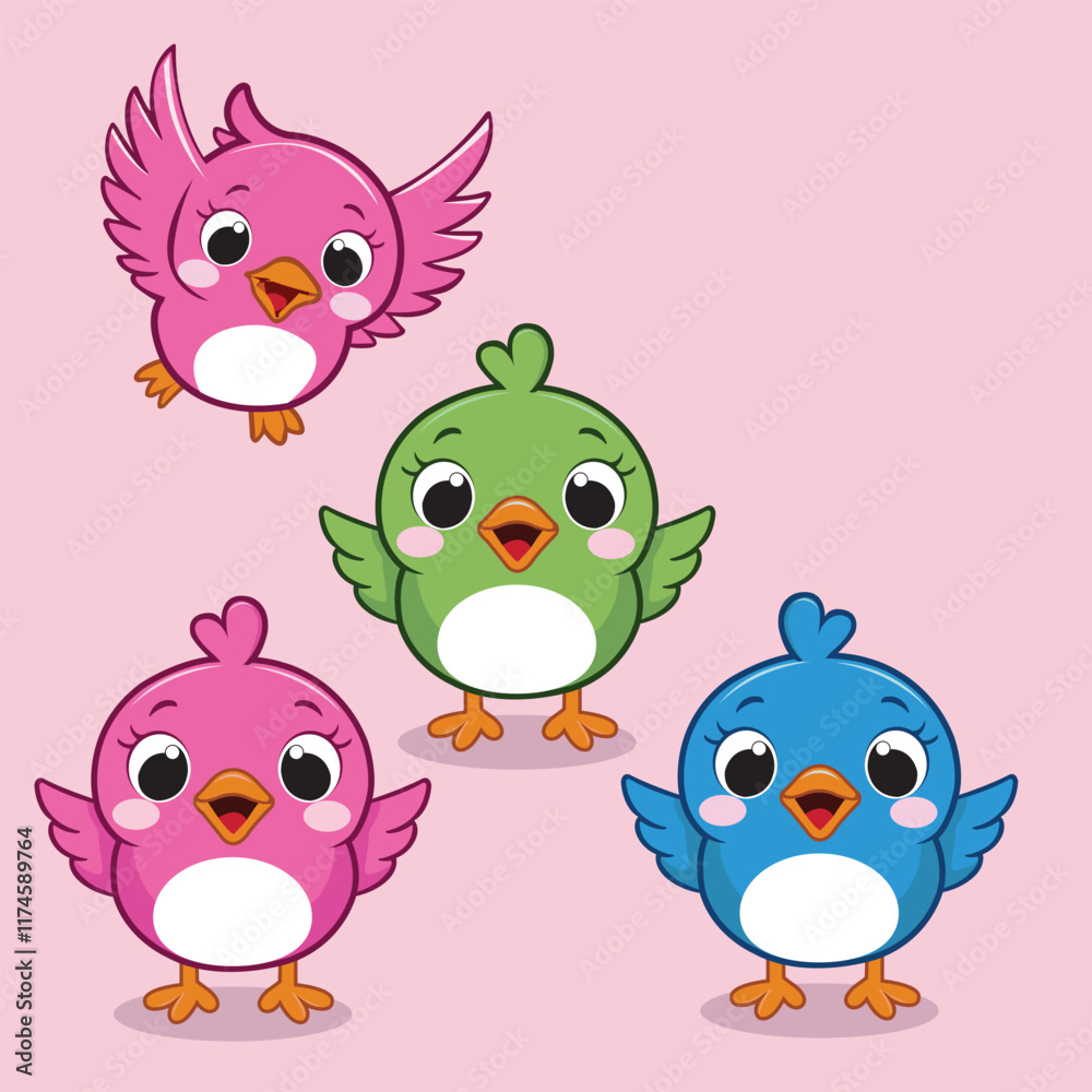 Bird Vector Illustration Cartoon, Clipart, and Line Art 
