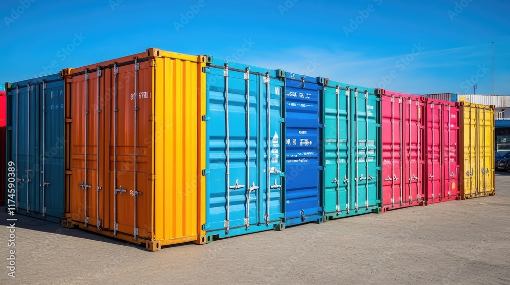Fototapeta premium Containers in shipping yard, shipping port -