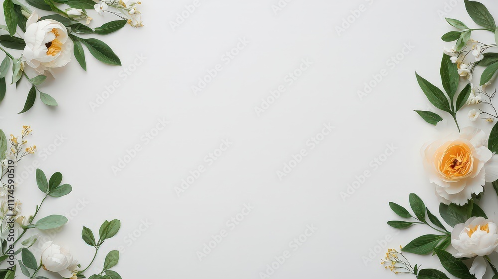 Obraz premium A white background with a flowery border