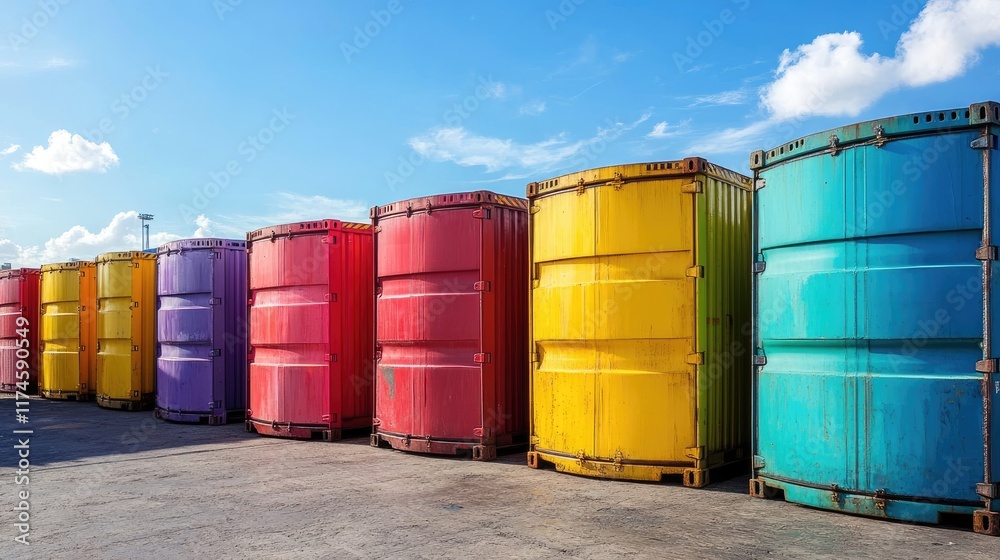 Containers in shipping yard, shipping port -