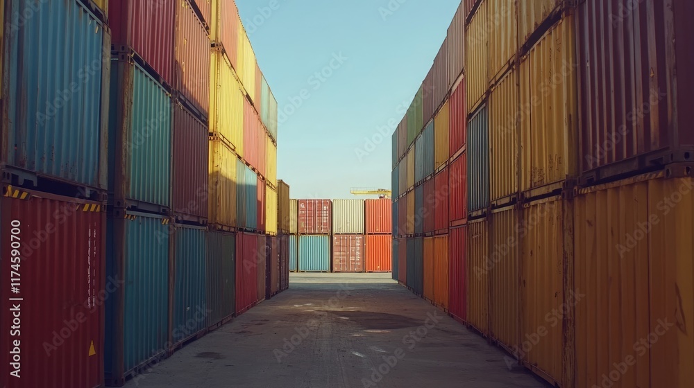 Fototapeta premium Containers in shipping yard, shipping port -