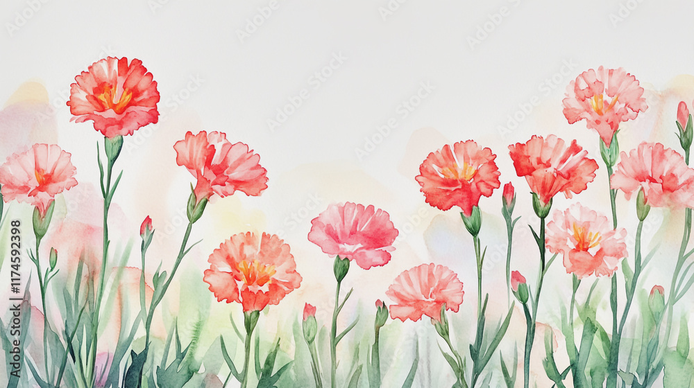 Fototapeta premium Elegant wedding invitation card background vector. Minimal hand painted watercolor botanical flowers texture template background. Design for wedding, vip cover, poster, rsvp moderncard.Valentine's Day