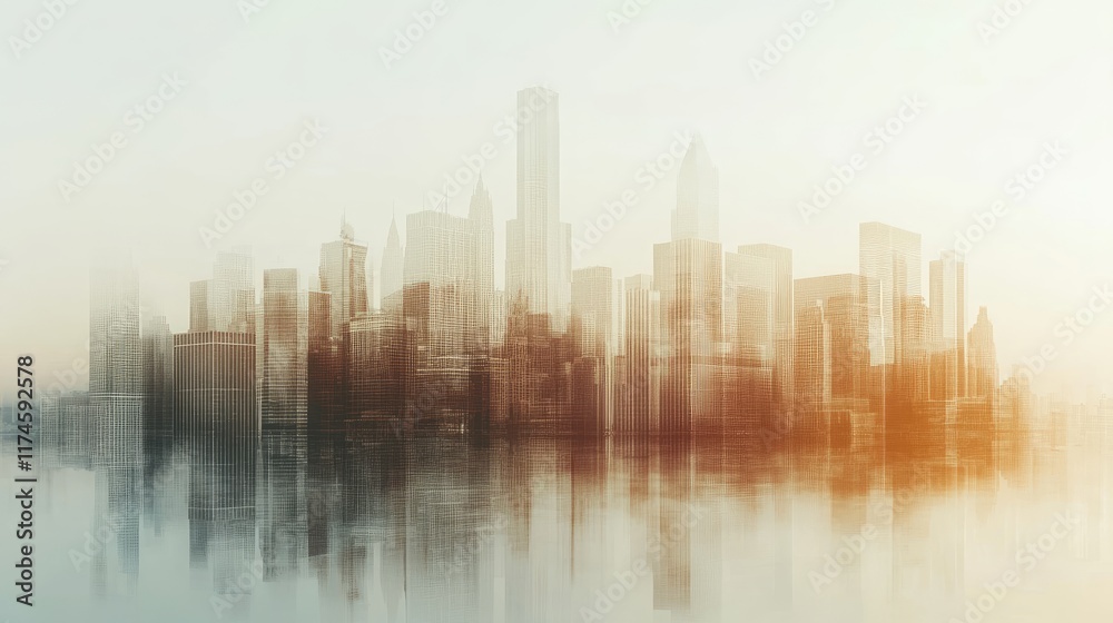 Double exposure of business theme hologram drawing and city veiw background. Concept of success Double exposure of business theme hologram drawing and city veiw background. Concept of success