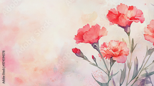 Elegant wedding invitation card background vector. Minimal hand painted watercolor botanical flowers texture template background. Design for wedding, vip cover, poster, rsvp moderncard.Valentine's Day