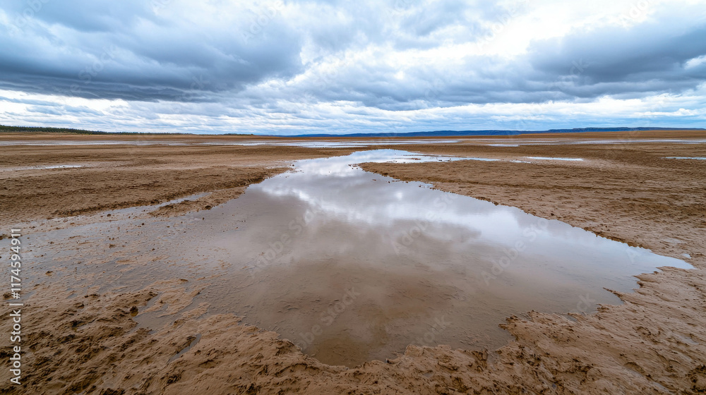 Vast Desert Landscape with Reflections on Normally Dry Sand Dunes Vast Desert Landscape with Reflections on Normally Dry Sand Dunes