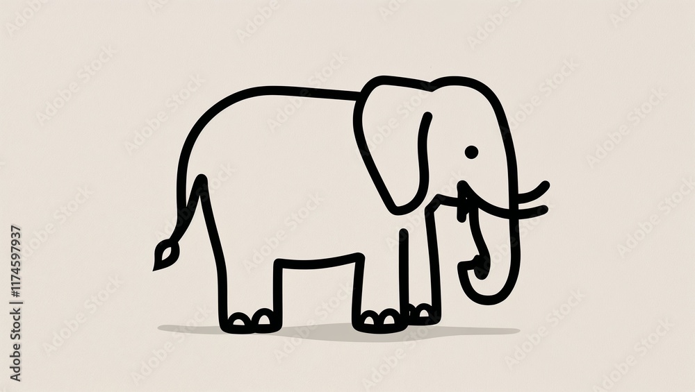 Fototapeta premium Cartoon elephant character illustration in simple style on light background