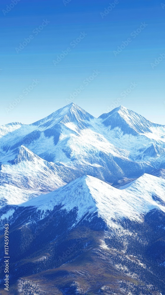 A breathtaking view of snow-capped mountains under a clear blue sky. A breathtaking view of snow-capped mountains under a clear blue sky.