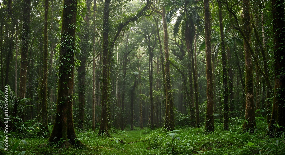 Obraz premium Deep tropical jungles of Southeast Asia in august ,Tropical rain forest 