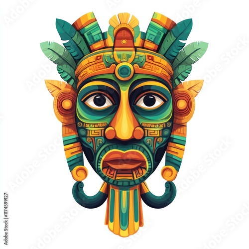 Colorful Ornate Mayan Inspired Ceremonial Mask photo