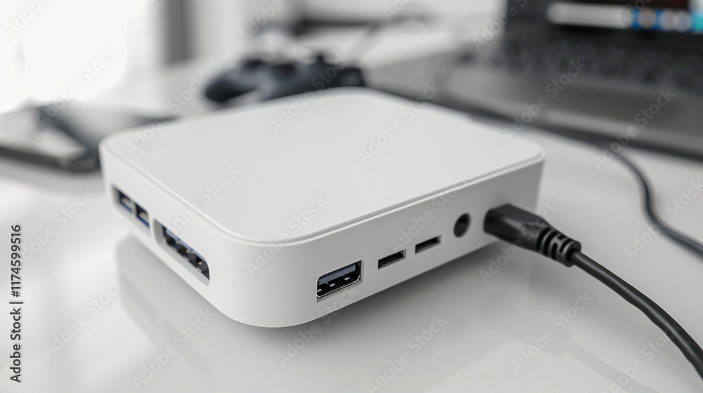 Close-up of a sleek universal charger with multiple ports, designed for fast charging of multiple devices, showcasing its modern and practical design, ideal for tech enthusiasts and professionals.
Close-up of a sleek universal charger with multiple ports, designed for fast charging of multiple devices, showcasing its modern and practical design, ideal for tech enthusiasts and professionals.