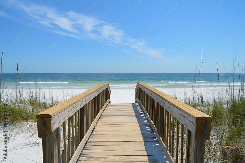 Relaxing Wooden Pier Leading to Tranquil Ocean Scenic Beach Nature Photography Coastal View Relaxing Wooden Pier Leading to Tranquil Ocean Scenic Beach Nature Photography Coastal View