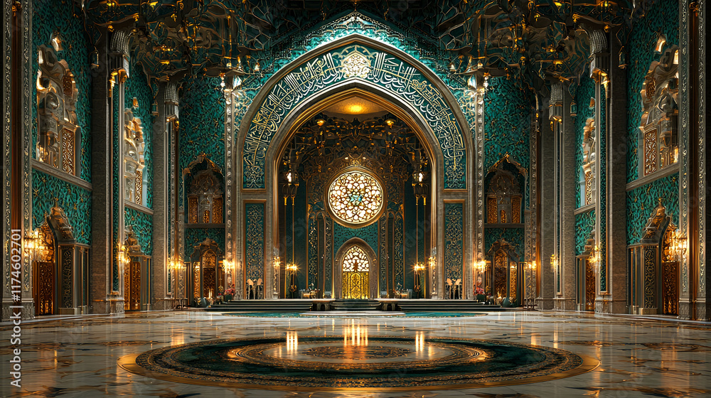 Obraz premium Opulent Teal Palace Hall