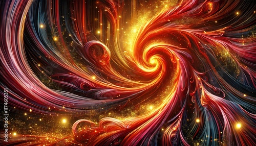 Radiant Artwork of Glowing Fire Strands photo