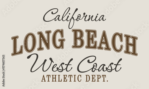 California Long Beach West Coast Athletic Department Typography, Slogan t-shirt artwork for hoodie apparel