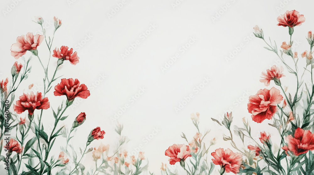 Fototapeta premium Elegant wedding invitation card background vector. Minimal hand painted watercolor botanical flowers texture template background. Design for wedding, vip cover, poster, rsvp moderncard.Valentine's Day