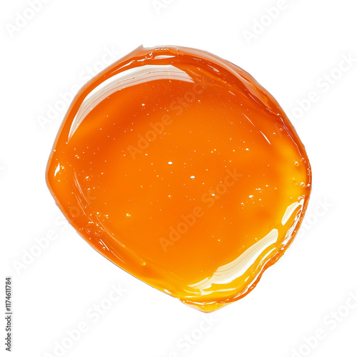 Bright orange gel with glossy texture, isolated on transparency background, showcasing its smooth and vibrant appearance