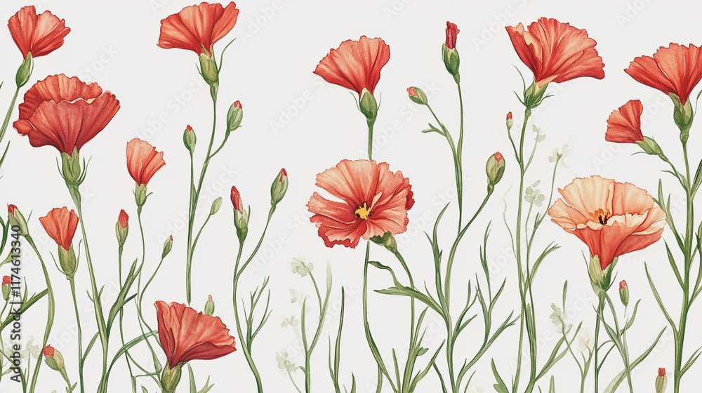 Fototapeta premium Elegant wedding invitation card background vector. Minimal hand painted watercolor botanical flowers texture template background. Design for wedding, vip cover, poster, rsvp moderncard.Valentine's Day