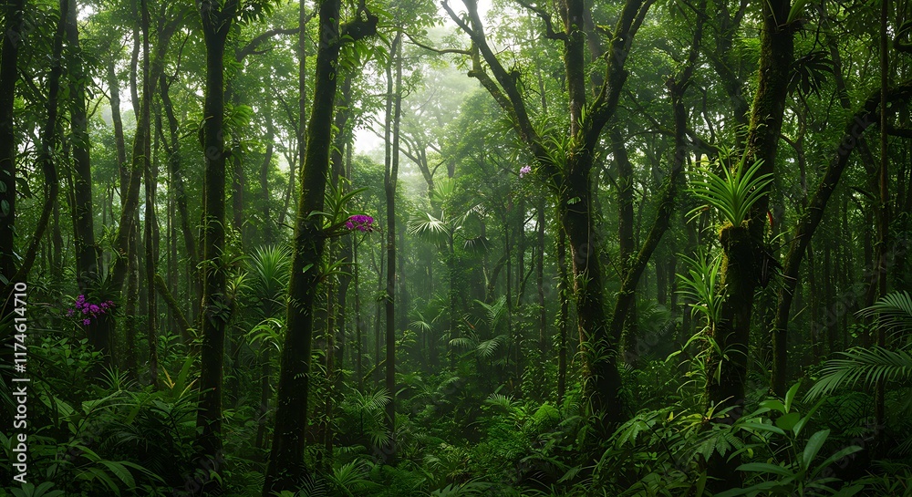 Obraz premium Deep tropical jungles of Southeast Asia in august ,Tropical rain forest 