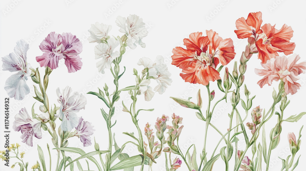 Obraz premium Elegant wedding invitation card background vector. Minimal hand painted watercolor botanical flowers texture template background. Design for wedding, vip cover, poster, rsvp moderncard.Valentine's Day