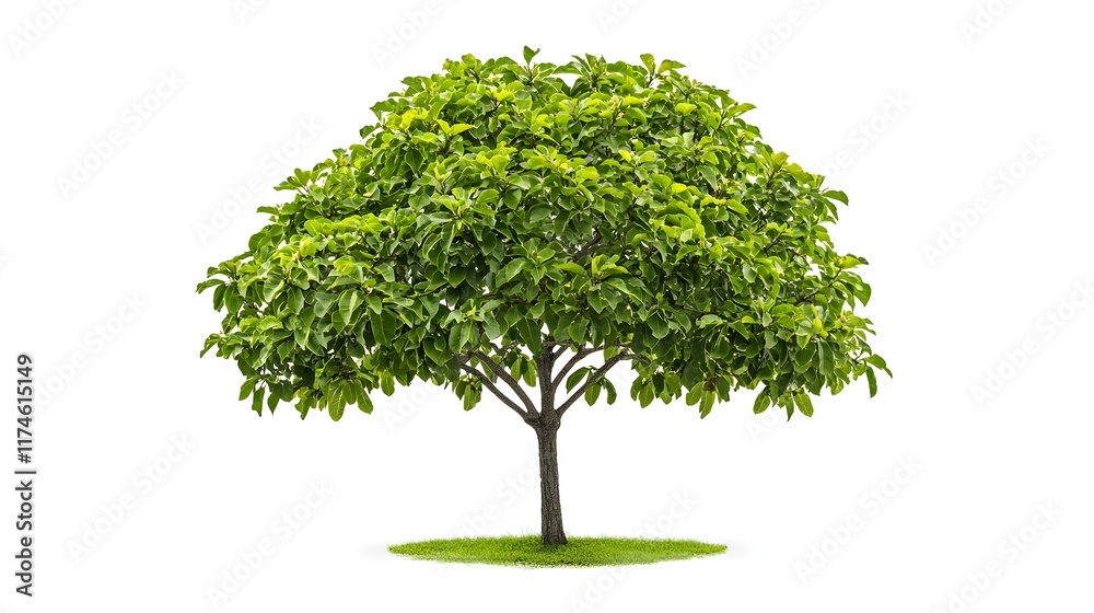 Lush Green Tree with Abundant Foliage Isolated on White Background Lush Green Tree with Abundant Foliage Isolated on White Background
