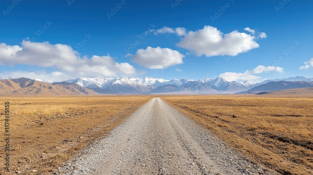 A road in the desert with mountains in the background A road in the desert with mountains in the background