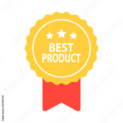 Best product label ribbon badge icon. Business, quality, sale, promotion, guarantee, marketing, advertising concepts. Flat vector design isolated illustration.