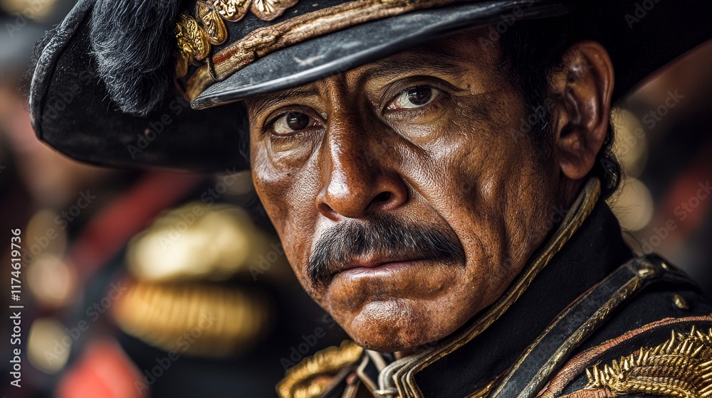 Bolivian Cavalry Soldier: Close-Up Portrait of a Historic Military Role Bolivian Cavalry Soldier: Close-Up Portrait of a Historic Military Role
