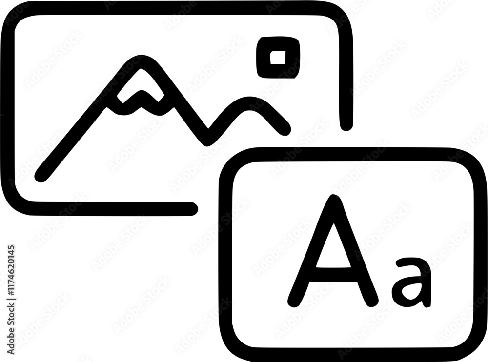 Image with caption in outline icon style, communication and public Relations theme. Image with caption in outline icon style, communication and public Relations theme.
