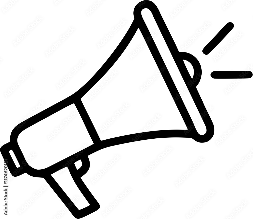 Megaphone in outline icon style, communication and public Relations theme. Megaphone in outline icon style, communication and public Relations theme.