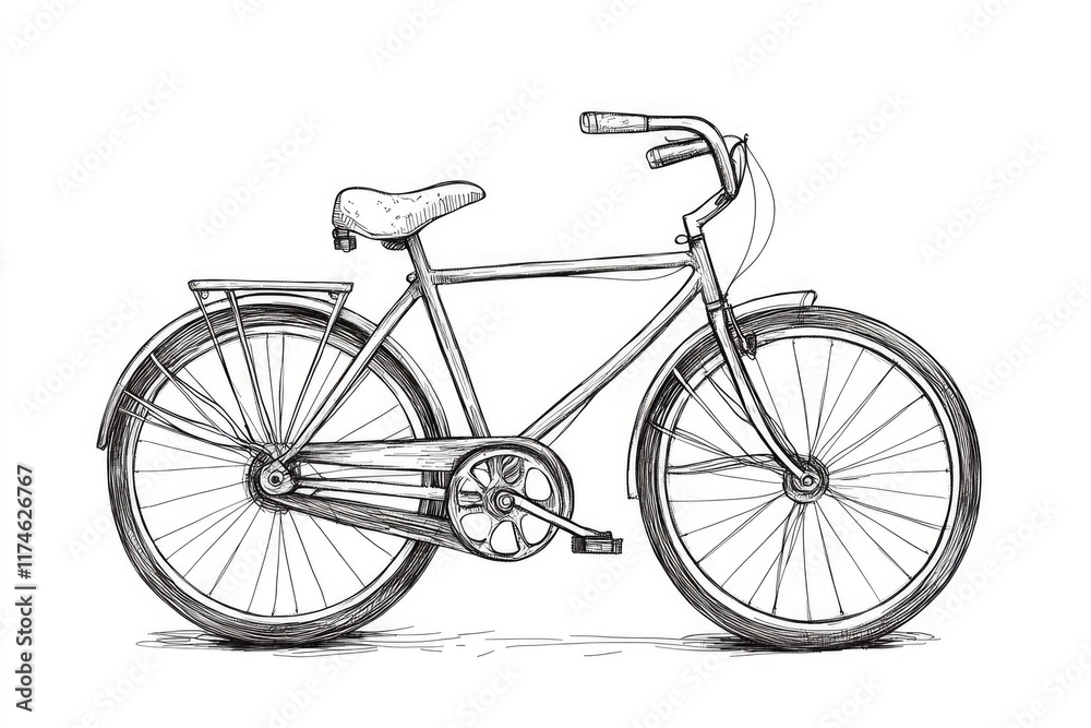 Fototapeta premium A bicycle built for two, illustrated in a simple line drawing style
