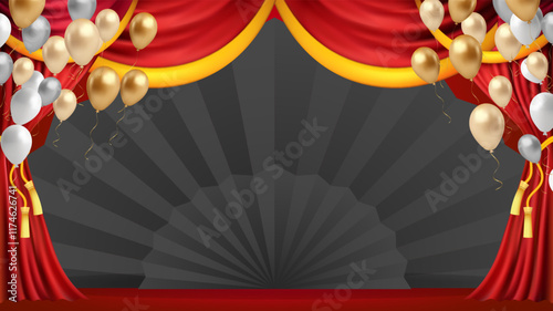 Red curtains realistic illustration.Theater fabric silk decoration for movie cinema or opera hall.for show product. decoration object for theater stage and new year chinese