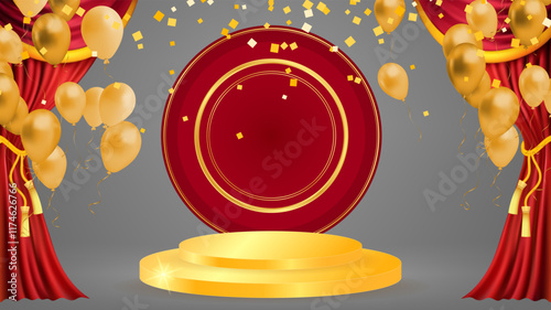 Red curtains realistic illustration.Theater fabric silk decoration for movie cinema or opera hall.for show product. decoration object for theater stage and new year chinese