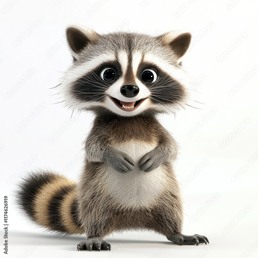 Obraz premium Illustrate another playful raccoon in dynamic 3D detail.