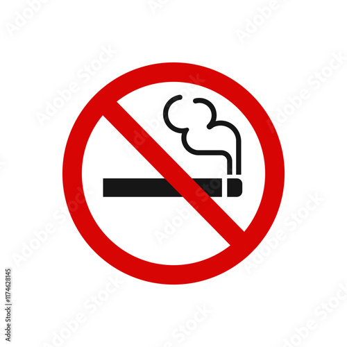 No smoking no vaping sign. Forbidden sign icon isolated on white background vector illustration. Cigarette, vape and smoke in prohibition circle