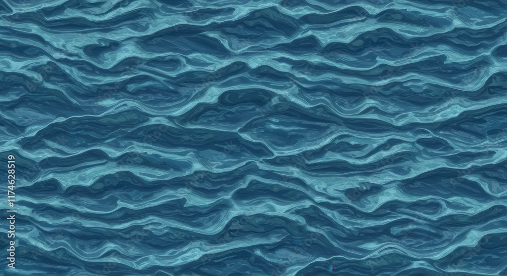 Fluid blue wave pattern creating a rippling effect Fluid blue wave pattern creating a rippling effect