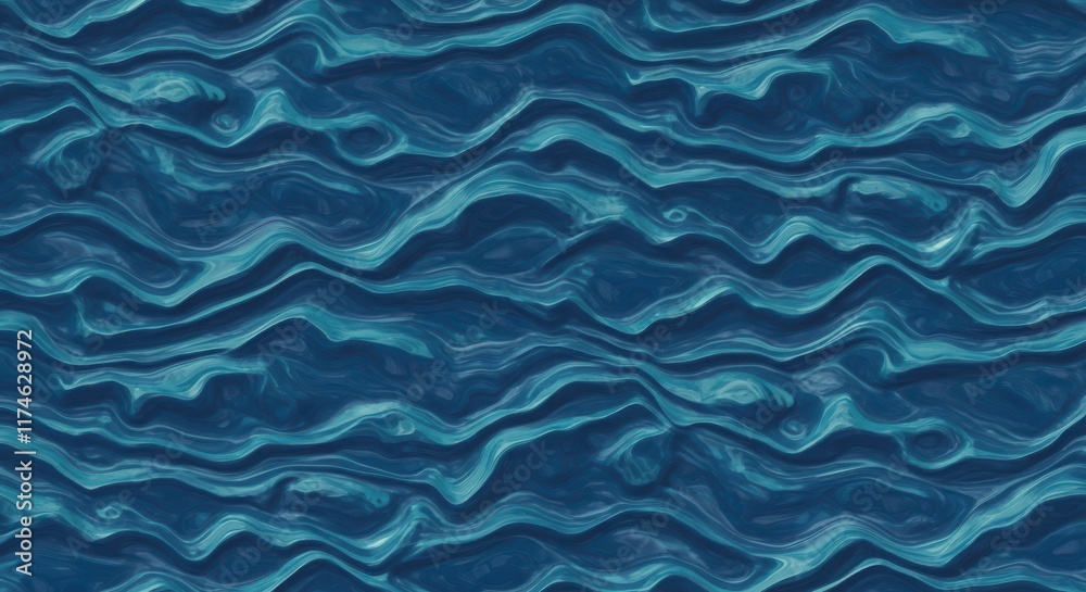 Fluid blue wave pattern creating a rippling effect Fluid blue wave pattern creating a rippling effect