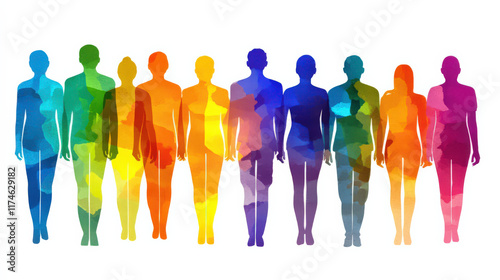 Colorful silhouettes of people concept of diversity and inclusion