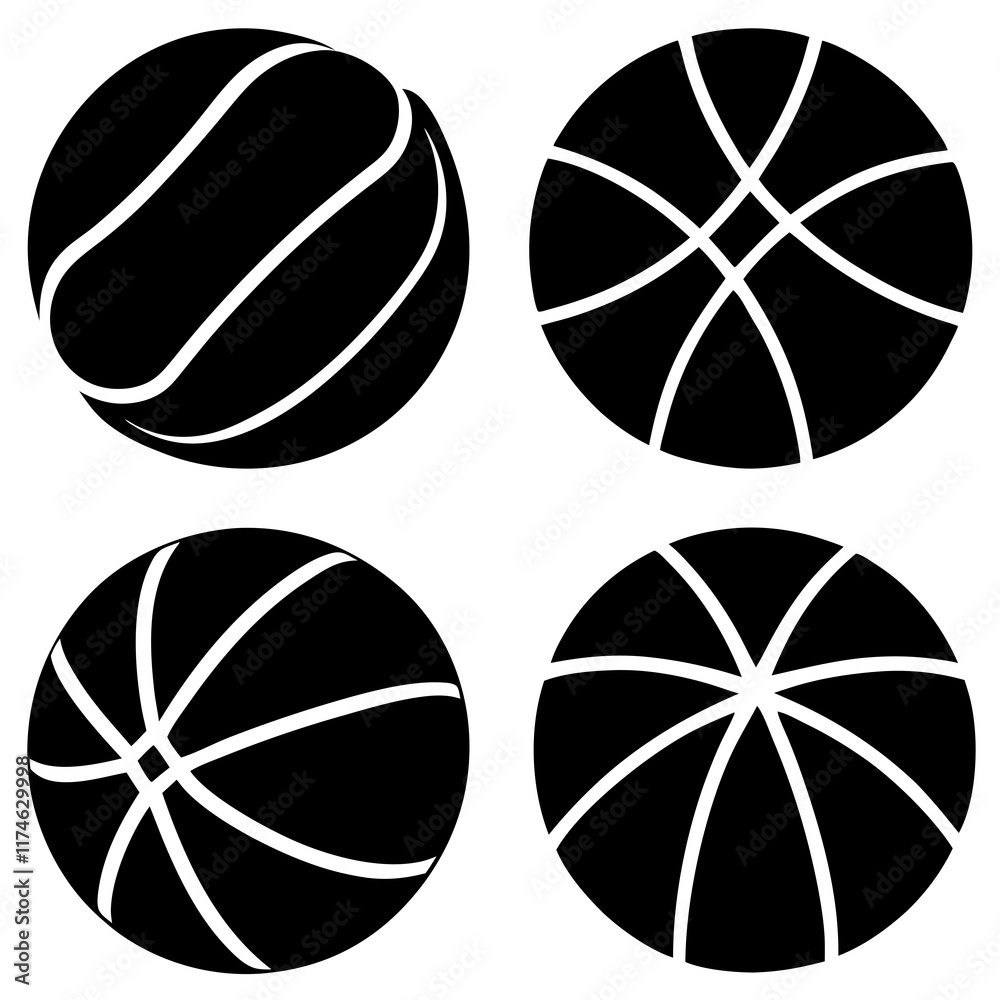 Obraz premium Sports Balls silhouette icon set design