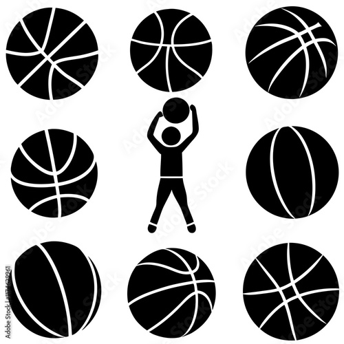 Sports Balls silhouette icon set design