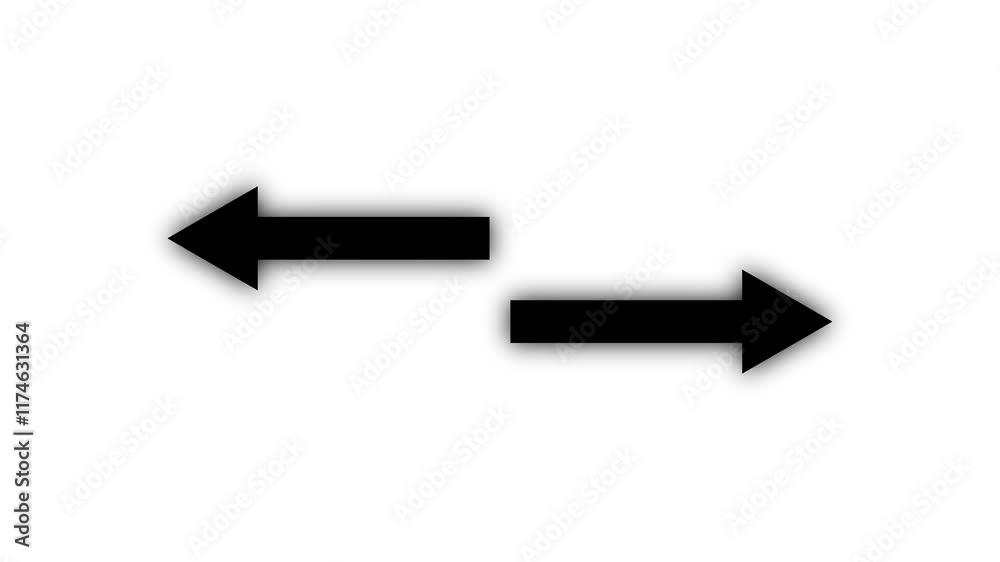 Swipe left and right green arrow animation on a white background. Left-right arrow loading seamless loop into alfa channel
