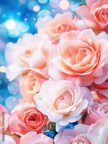 A pink rose bouquet of delicate blooms symbolizes love and romance, perfect for a wedding or Valentine's Day gift