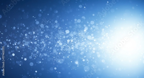 Dreamy blue bokeh with scattered glowing light circles